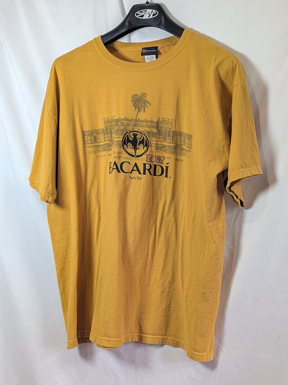 Bacardi 2010 Puerto Rico Graphic T-Shirt L/GG Mustard Gold Bat Logo